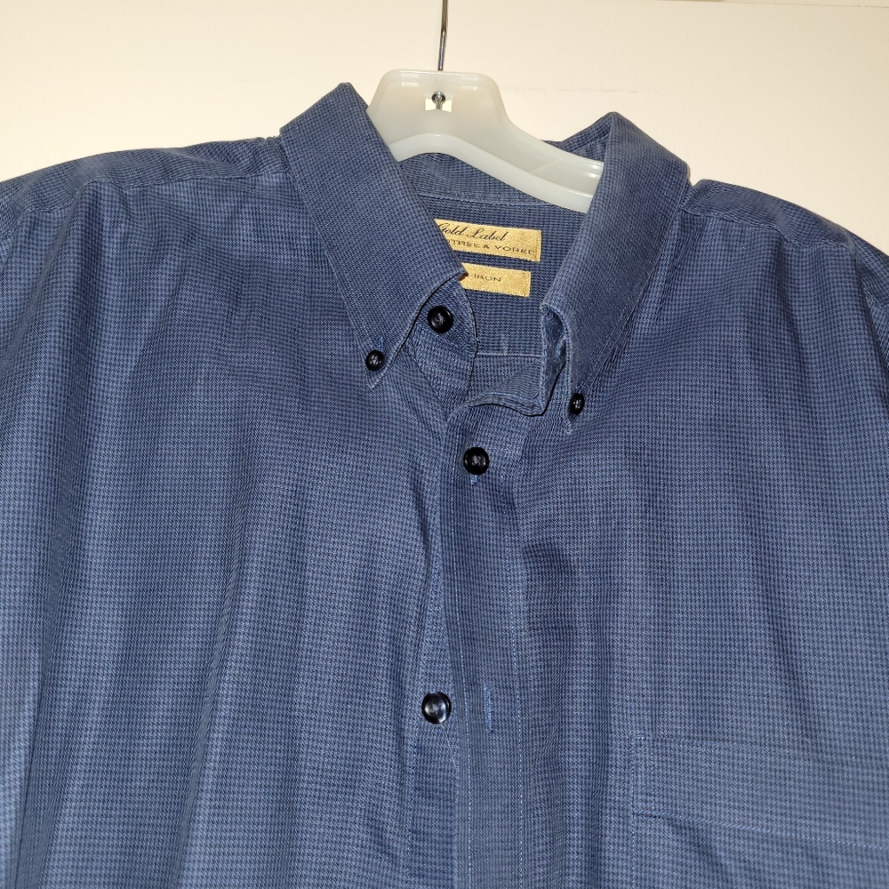 Men's Roundtree and Yorke Gold label button-up, blue, XL